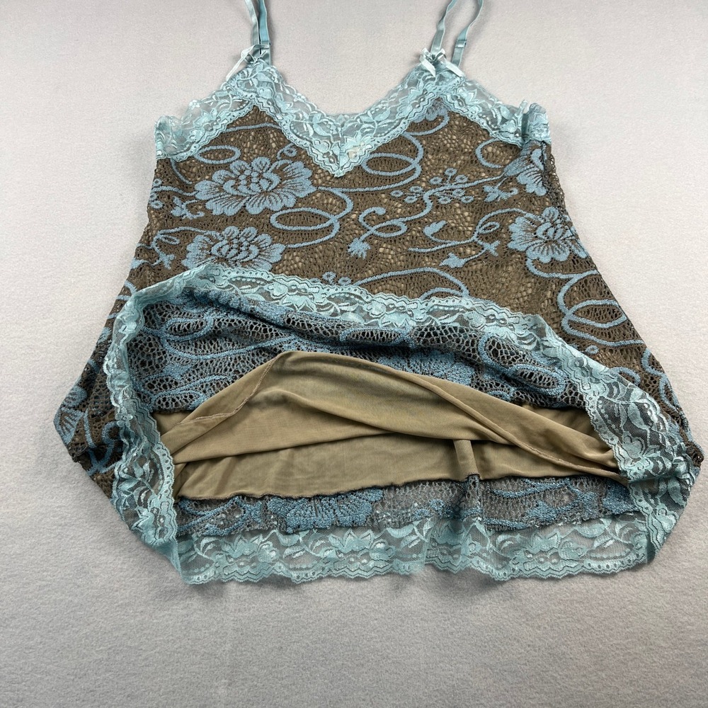 Y2K Babydoll Lace Camisole Floral Lined Boho Chic Coquette Soft Girl Lingerie - Picture 8 of 8